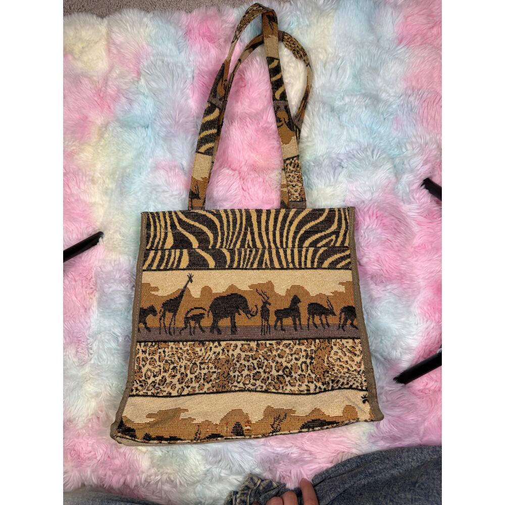 Jade Safari Tapestry Tote Bag Animal Print Zip Pouch - Picture 3 of 15